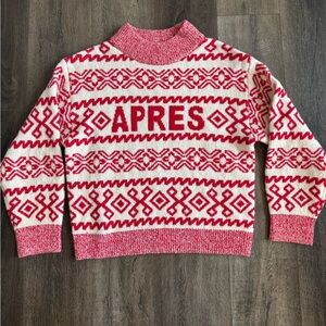 A New Day Red and White Apres Knit Sweater, women’s size small